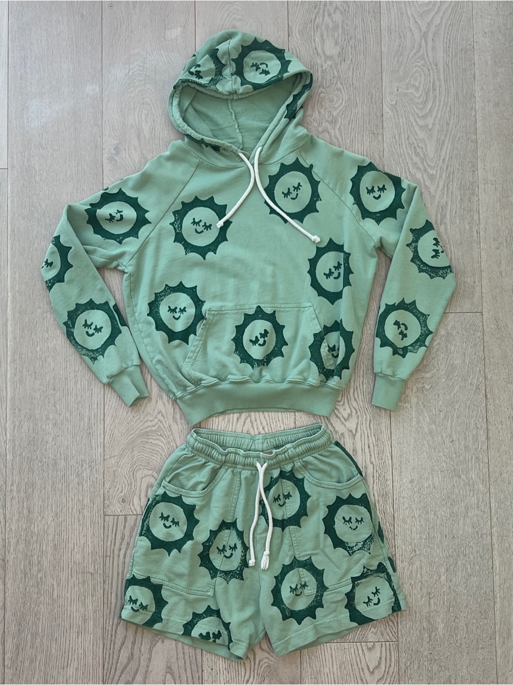 Big Bud Press Sun Baby Green Hoodie & Shorts Set Women’s P/XXS
